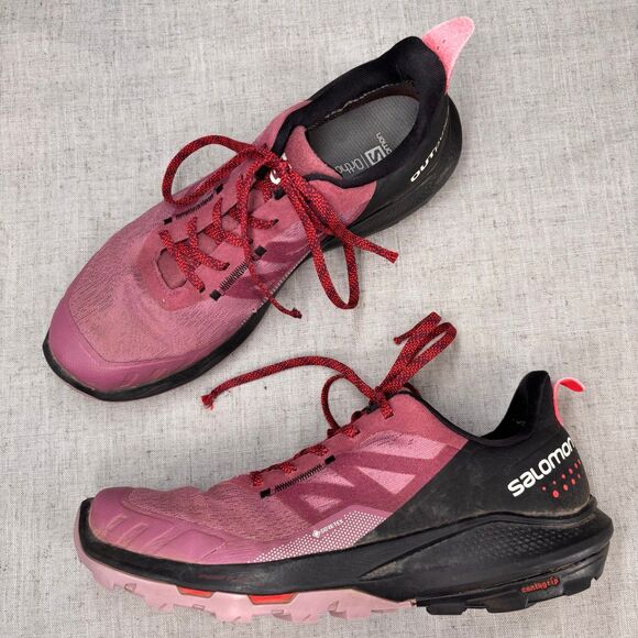 Salomon Outpulse Gore-Tex Hiking Shoes Maroon Black Gorpcore Women’s 10‎ - Picture 1 of 12